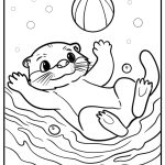 Otter playing in the water free printable coloring page