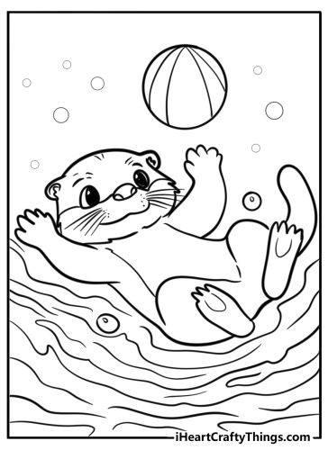 Otter playing in the water free printable coloring page