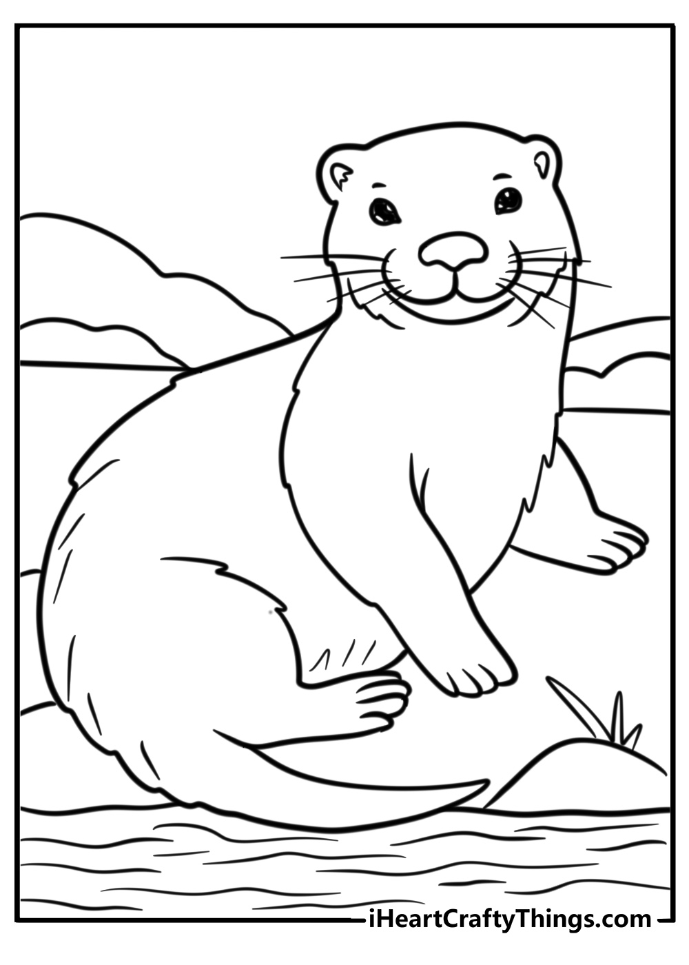 Otter with a joyful expression coloring page