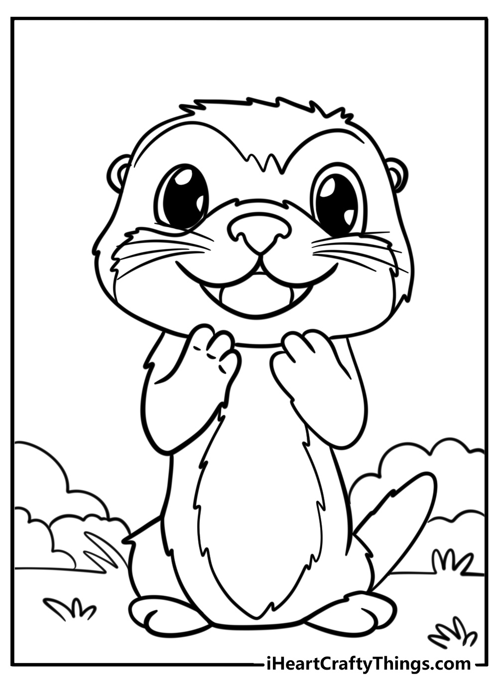 Otter with whiskers and big eyes printable coloring page