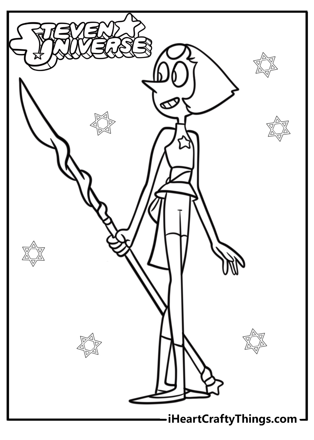 Pearl holding her spear steven universe coloring page