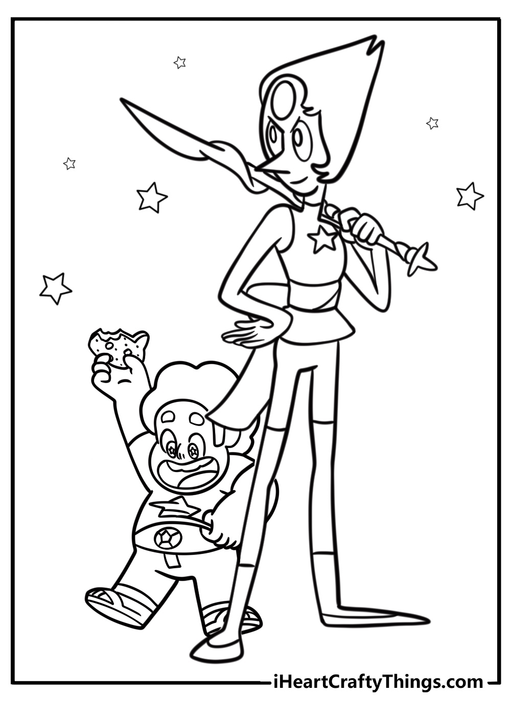 Pearl protecting steven with her spear coloring sheet