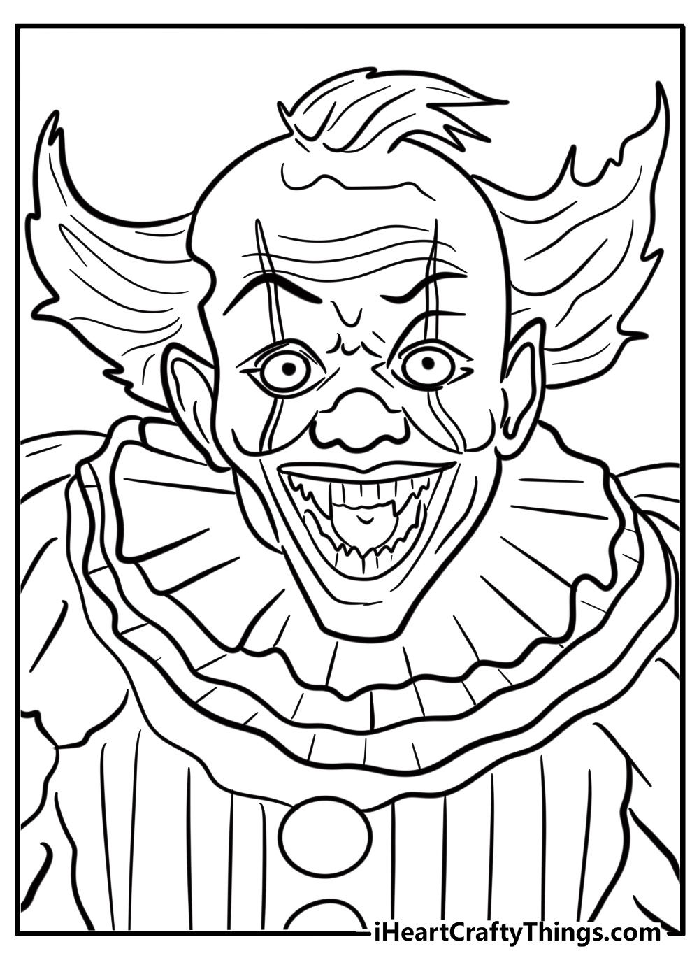 Pennywise in a spooky pose free coloring page pdf