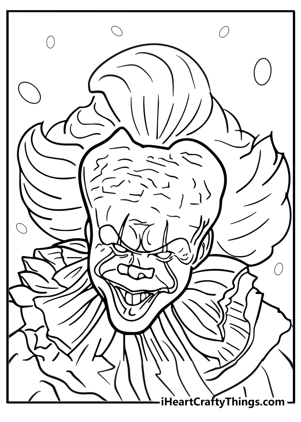 Pennywise smiling with glowing eyes free coloring page pdf