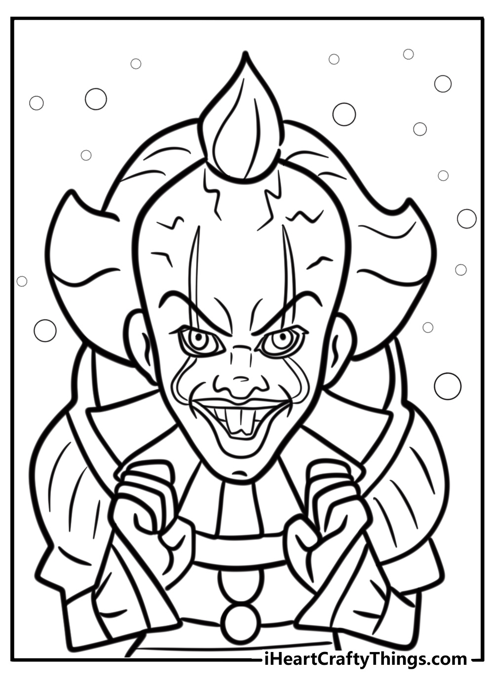 Pennywise staring menacingly detailed coloring sheet