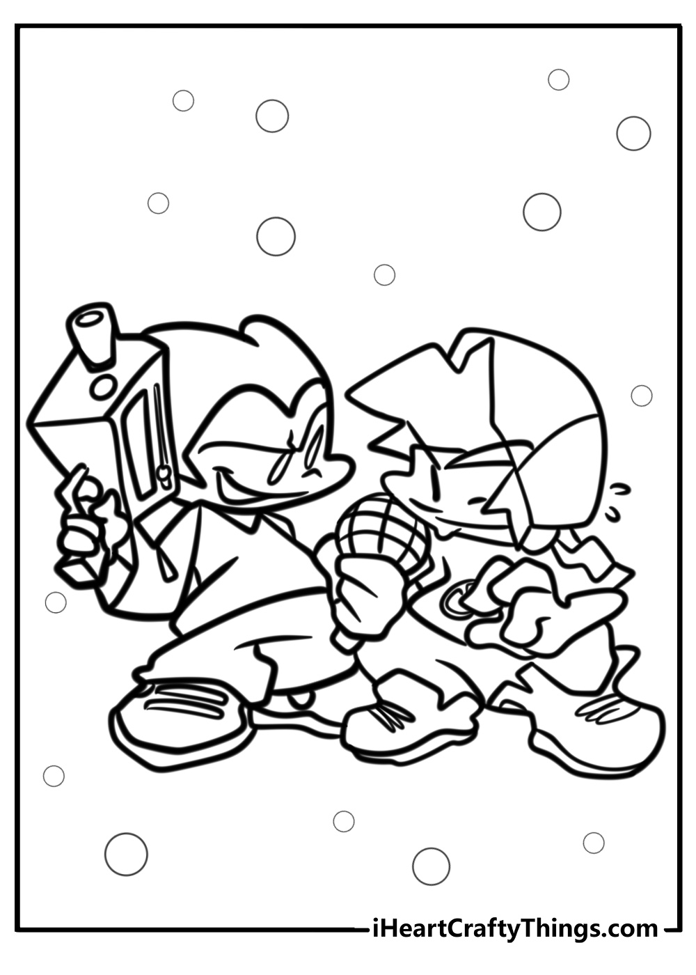 Pico and boyfriend during a rap battle free printable ff coloring page