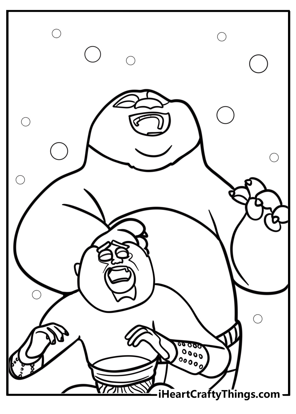 Po and monkey laughing together free coloring page pdf