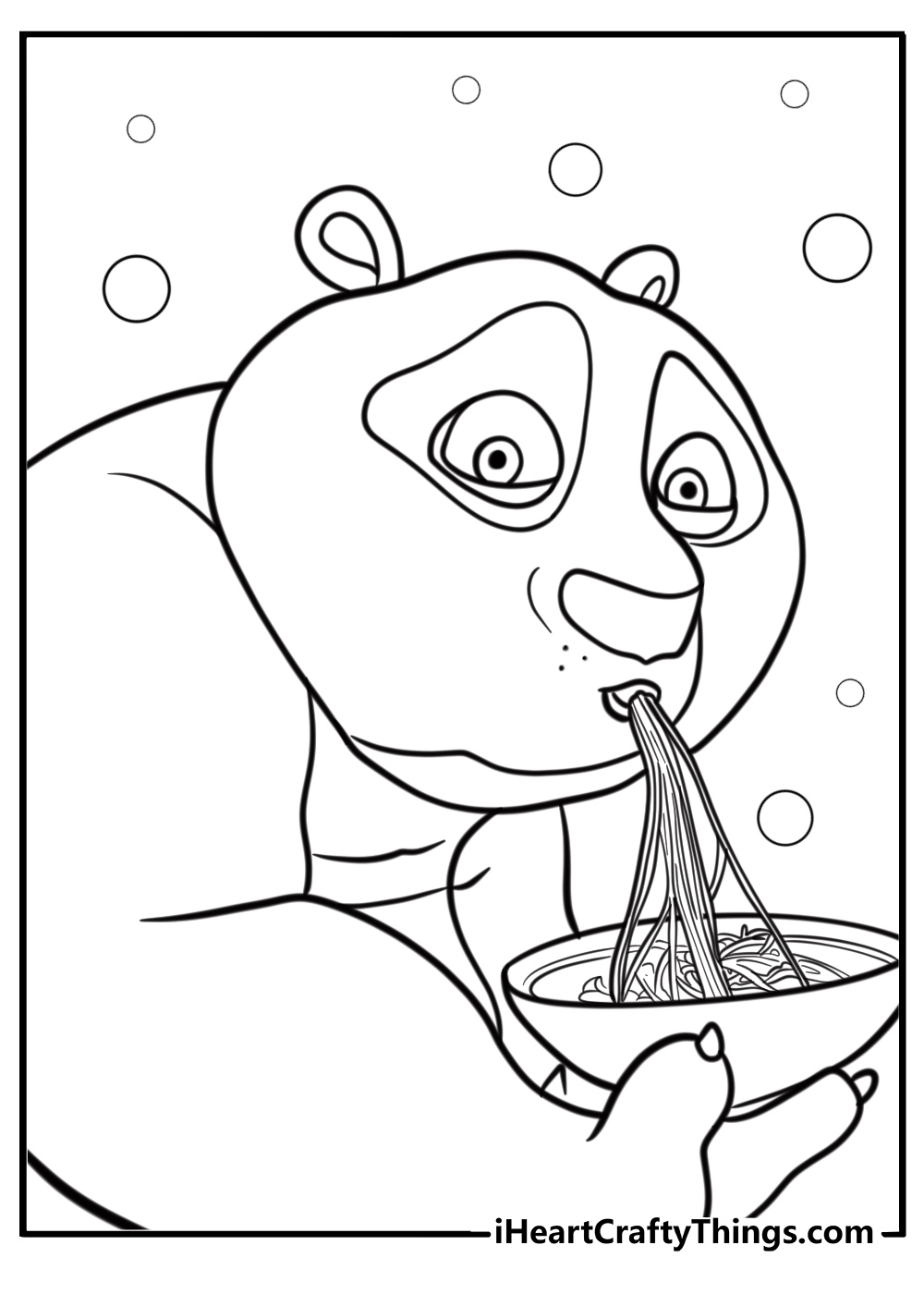 Po eating noodles from a bowl free coloring page pdf