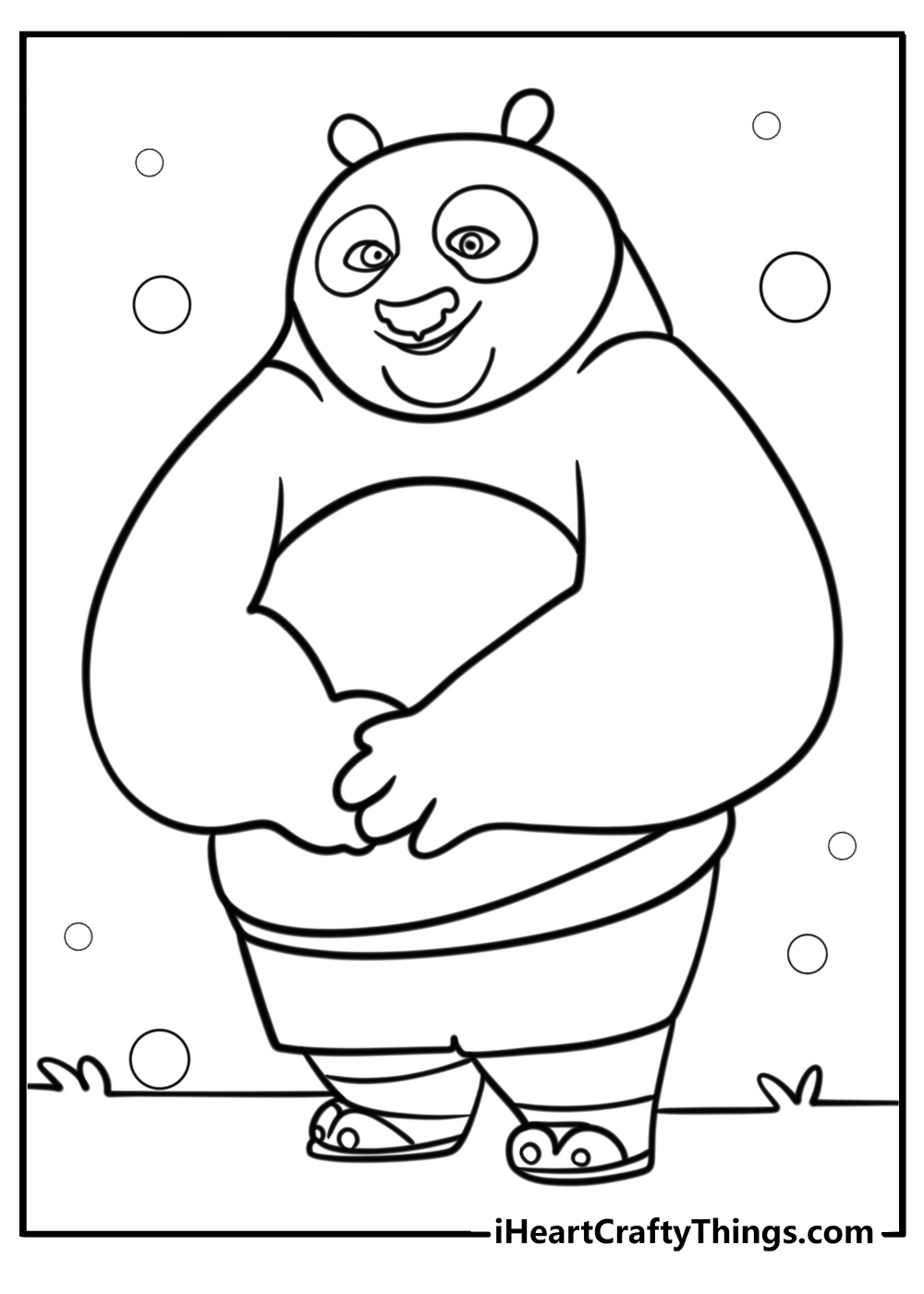 Po the kung fu panda smiling coloring page for kids