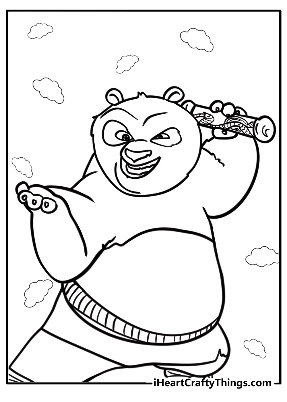 Po with his dragon scroll detailed kung fu panda coloring sheet