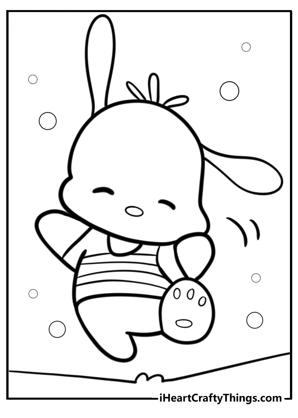 Pochacco jumping with joy printable coloring page