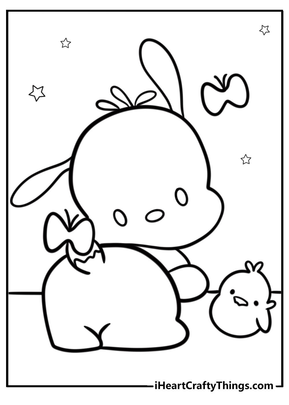 Pochacco playing in the park fun printable coloring sheet