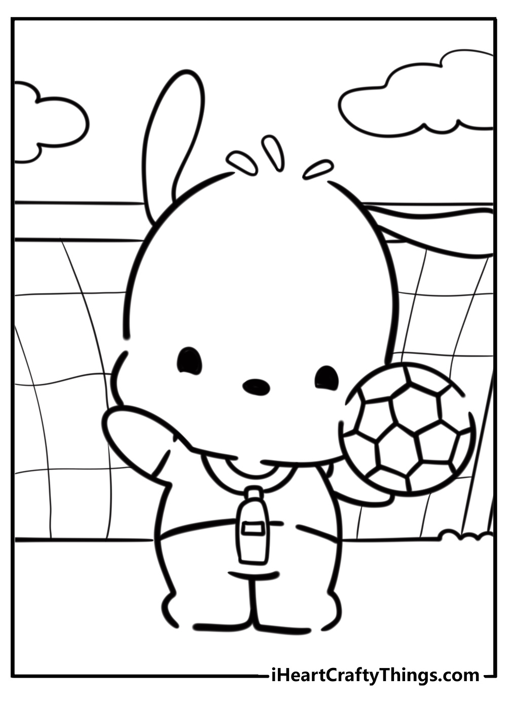 Pochacco playing with a ball coloring page