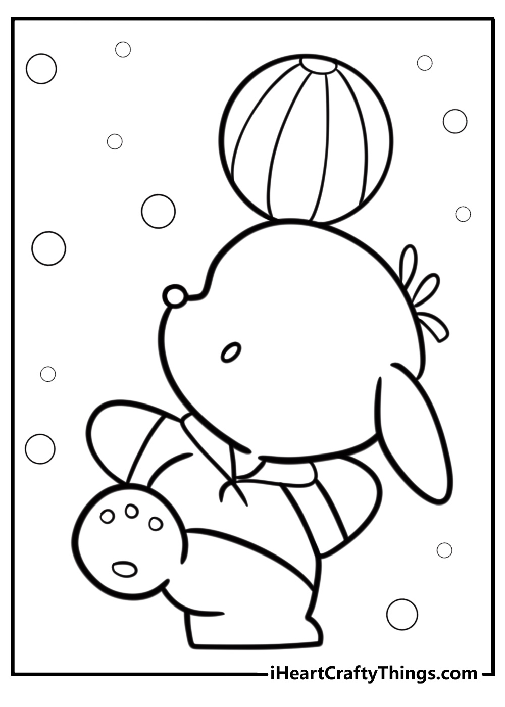 Pochacco playing with a beach ball coloring page