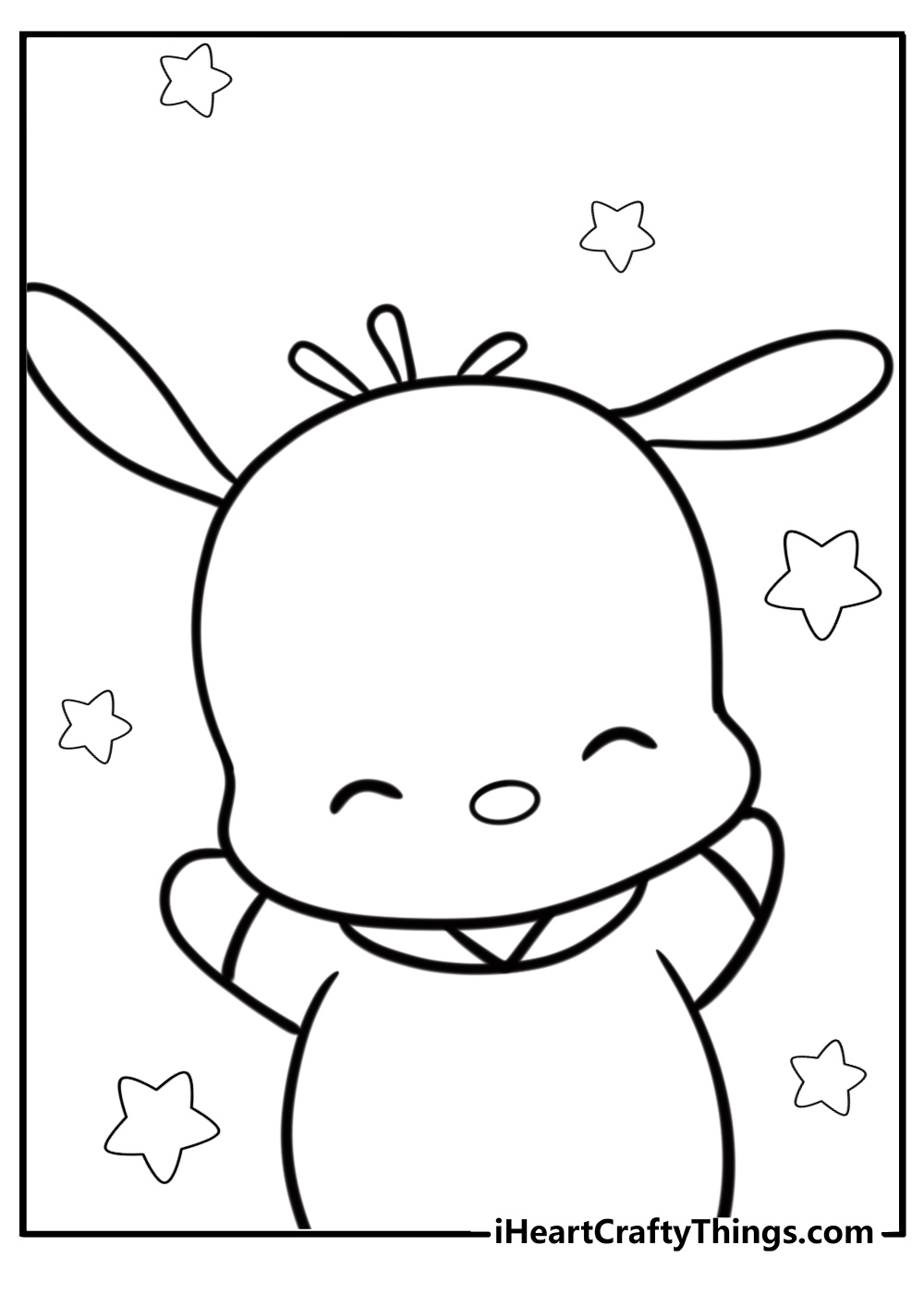 Pochacco with a big smile detailed coloring sheet