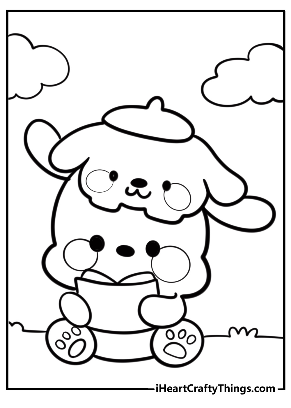 Pochacco with his dog friends coloring sheet