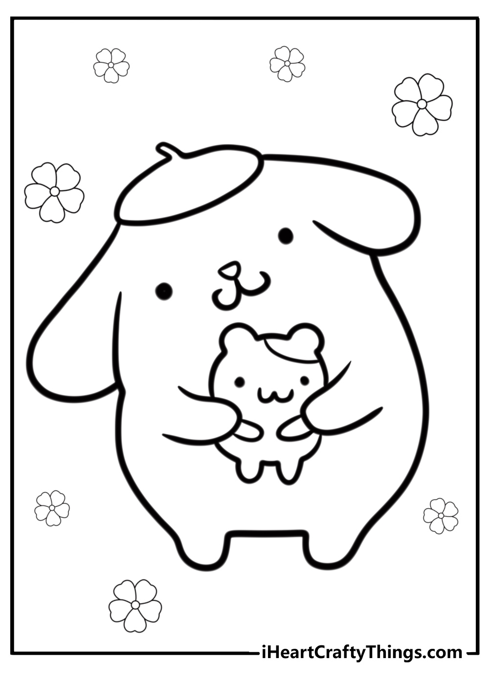 Pompompurin and a puppy friend coloring page