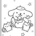 Pompompurin and friends playing together printable coloring sheet