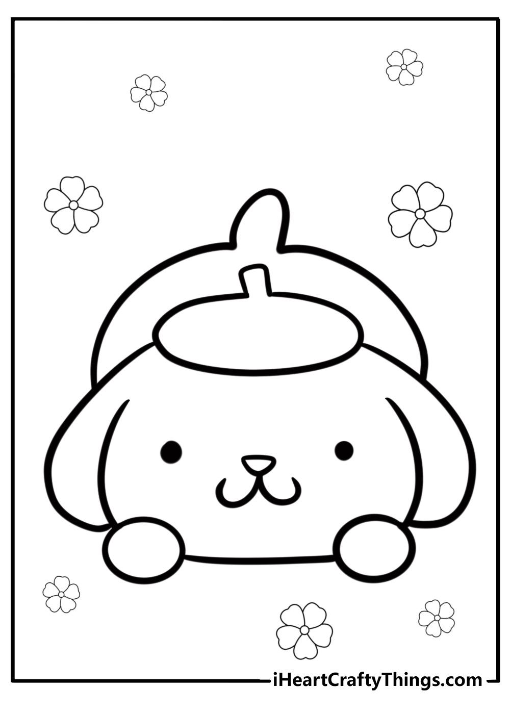 Pompompurin in a cute hat printable coloring page