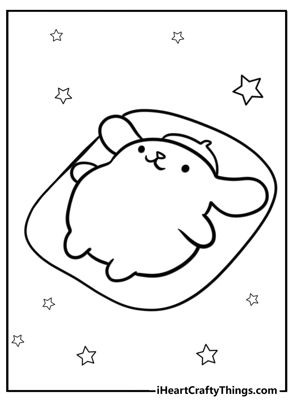 Pompompurin lying down and smiling free coloring page pdf