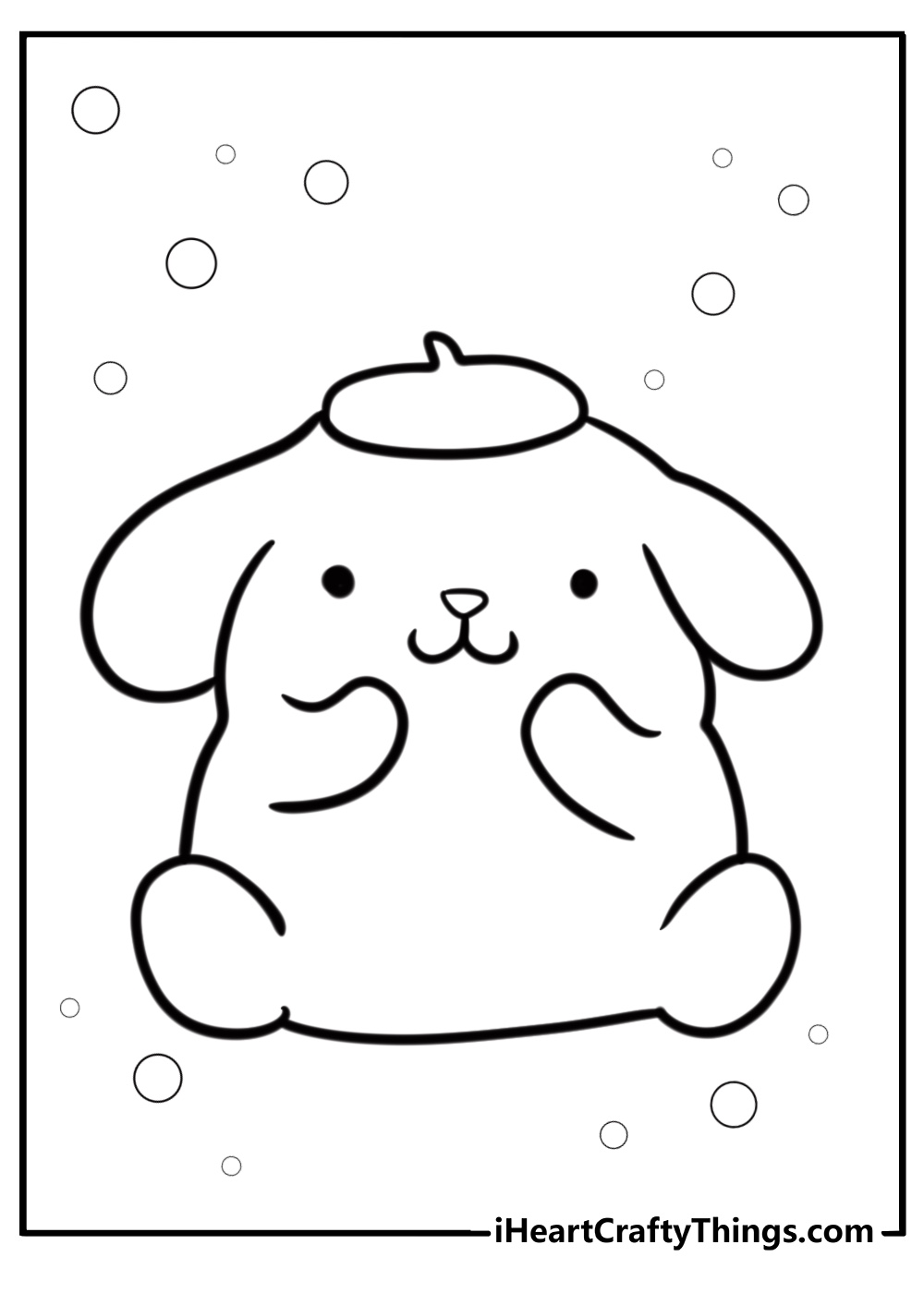 Pompompurin sitting with a smile coloring page for kids