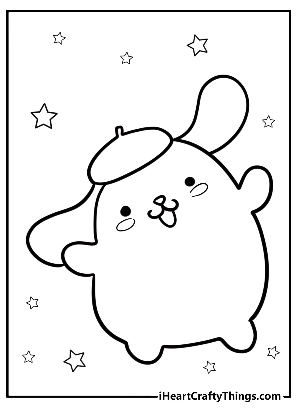 Pompompurin waving with a happy face fun coloring sheet