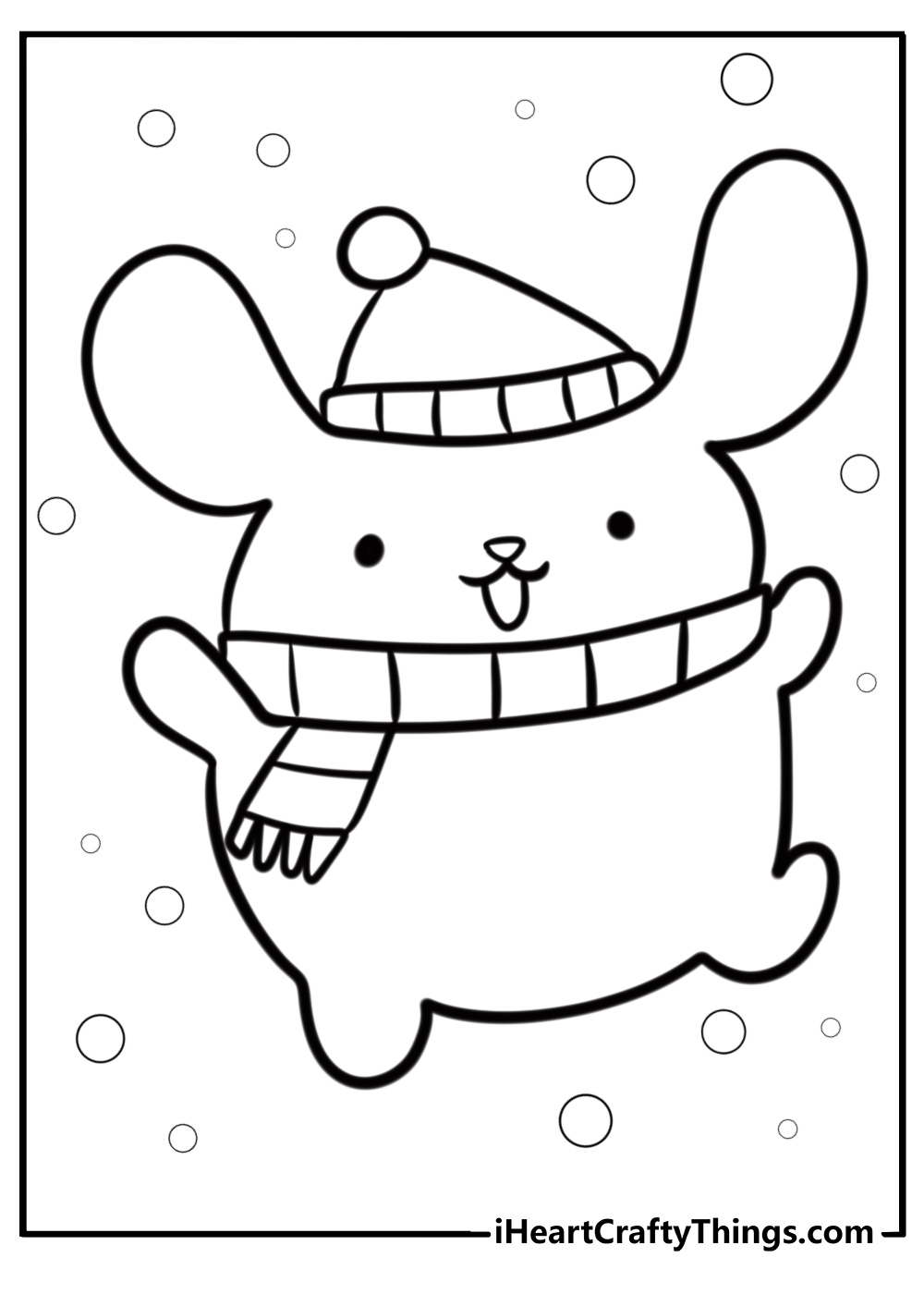 Pompompurin wearing a scarf fun coloring sheet for kids