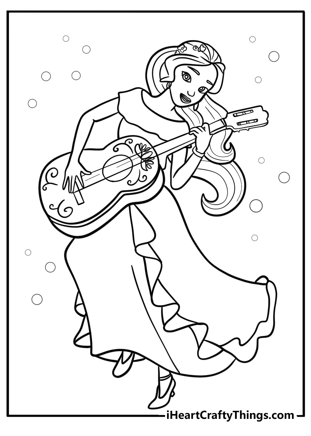 Princess elena singing with her guitar free coloring page