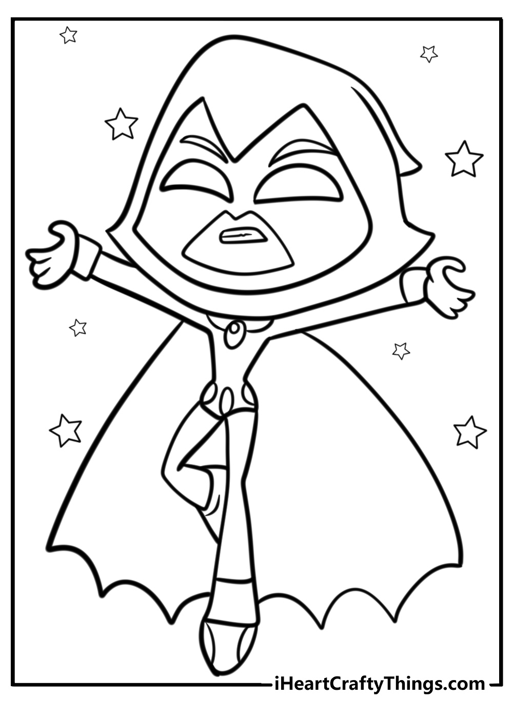 Raven casting her magic spells coloring page