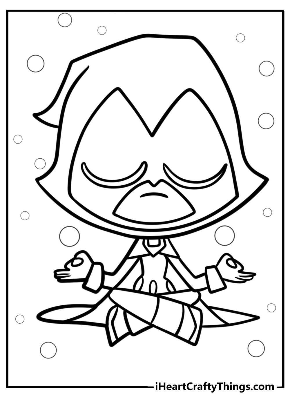 Raven meditating free printable coloring page