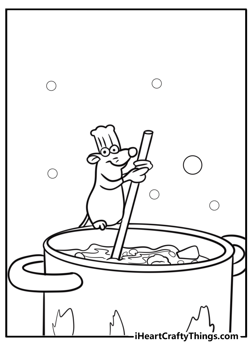 Remy cooking in the kitchen disney coloring page