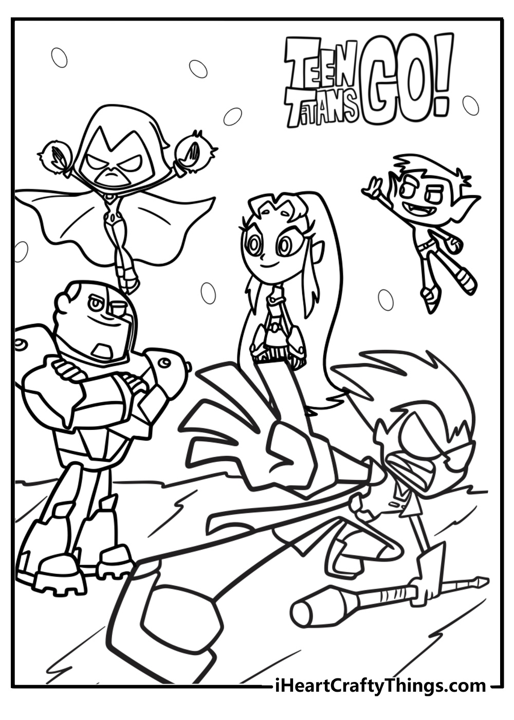 Robin leading the team fun teen titans go coloring sheet