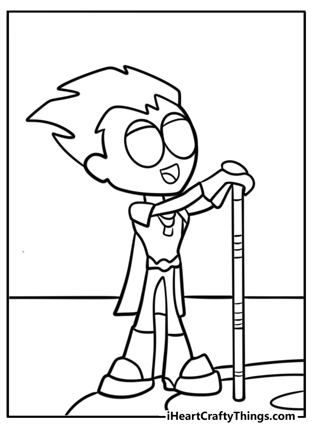 Robin with his staff free coloring page pdf