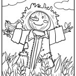 Scarecrow with a straw hat detailed coloring sheet