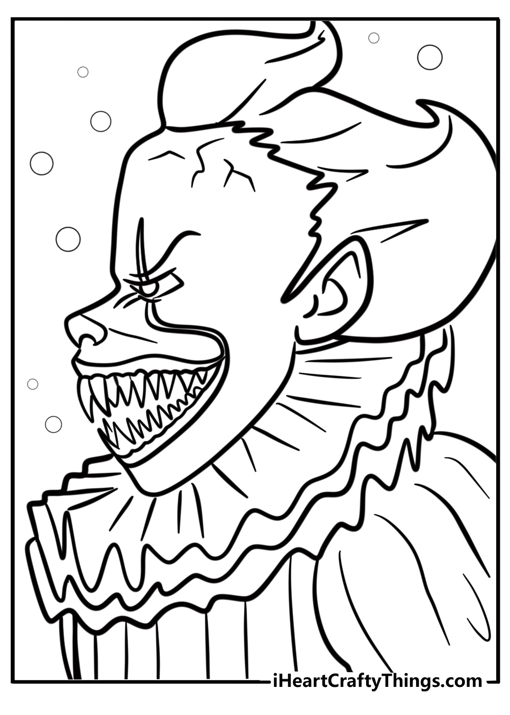 Scary clown pennywise with a sinister smile fun coloring sheet