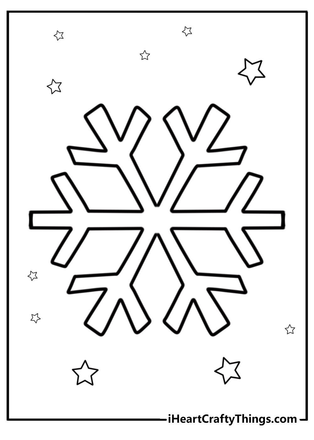 Simple snowflake design coloring page for kids