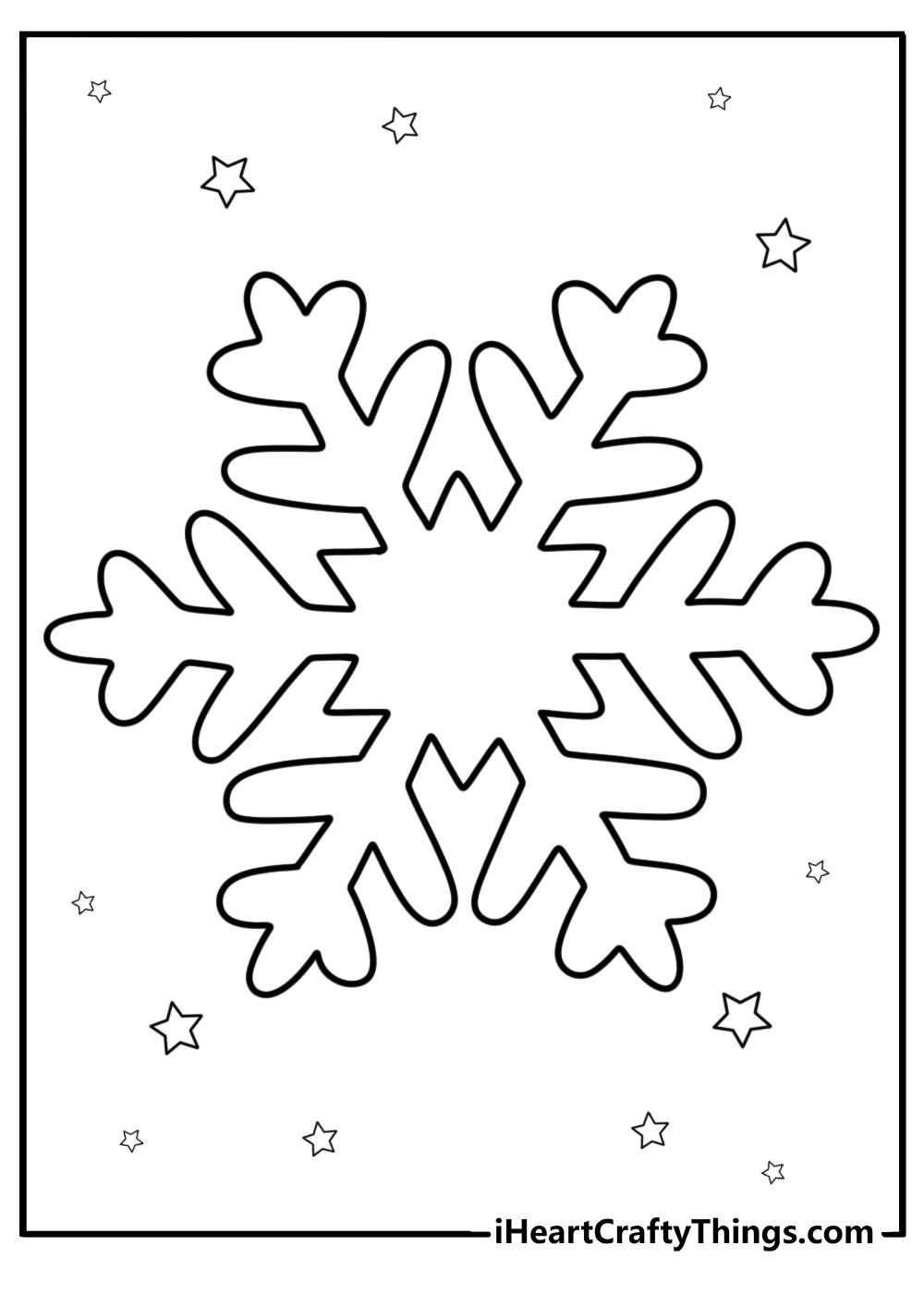 Simple snowflake with round edges printable coloring sheet