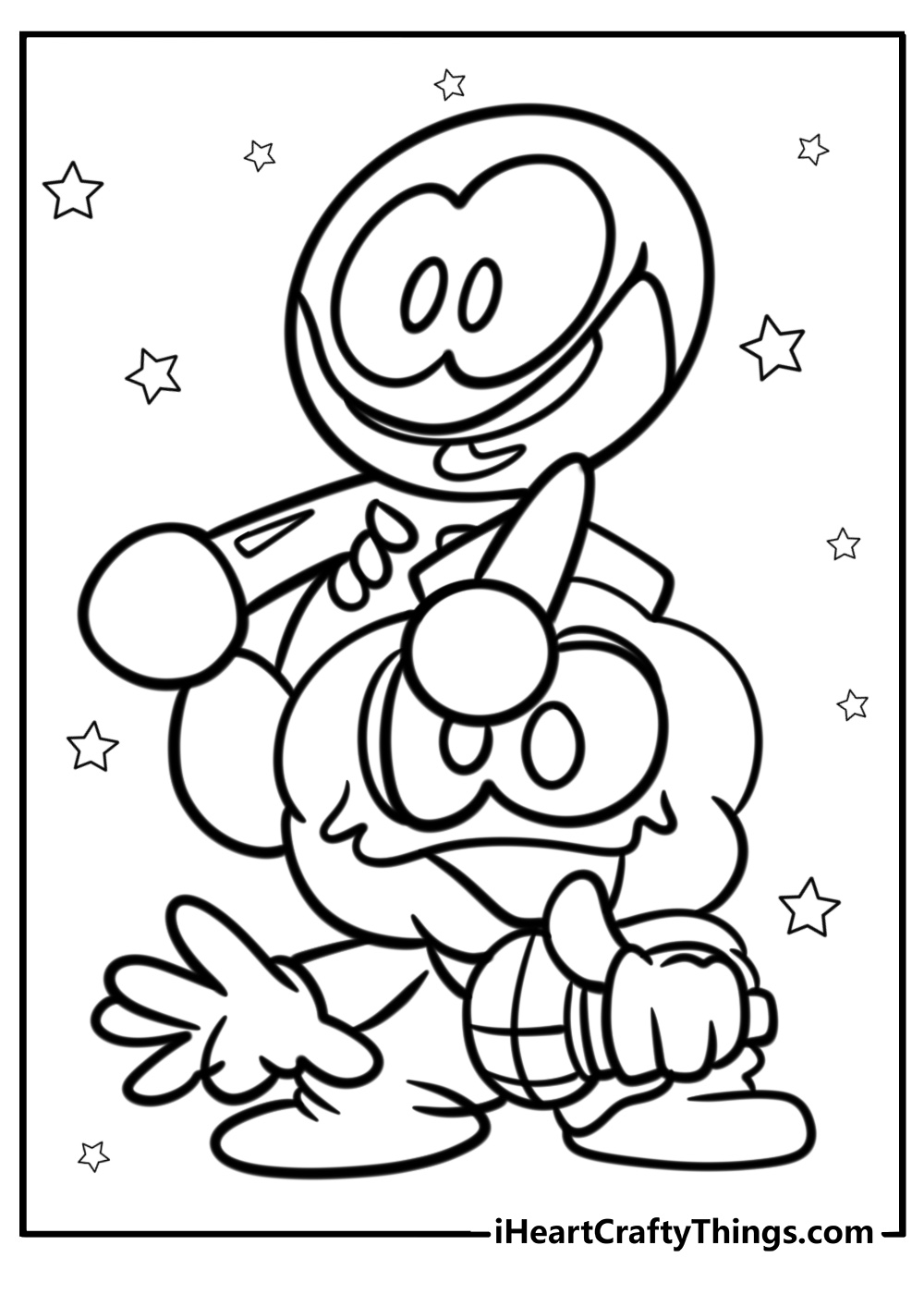 Skid and pump dancing in friday night funkin detailed coloring sheet