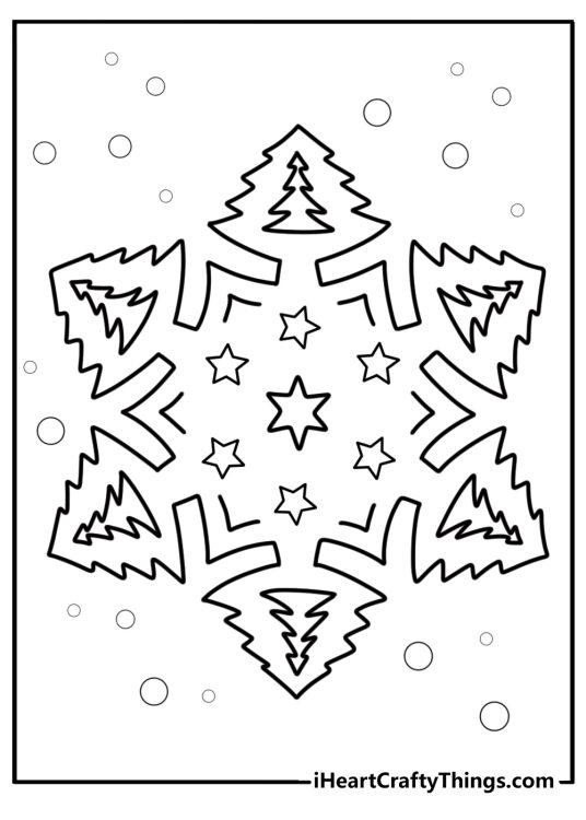 Snowflake and holiday theme free printable coloring page