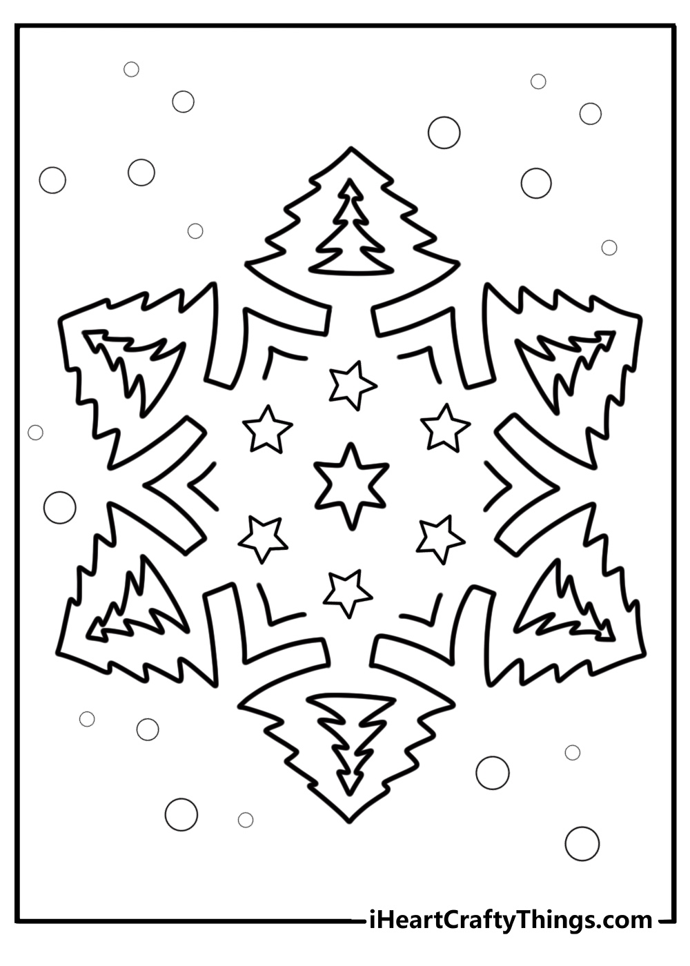 Snowflake and holiday theme free printable coloring page