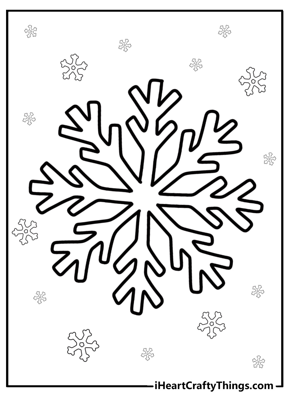 Snowflake and winter theme free coloring page pdf