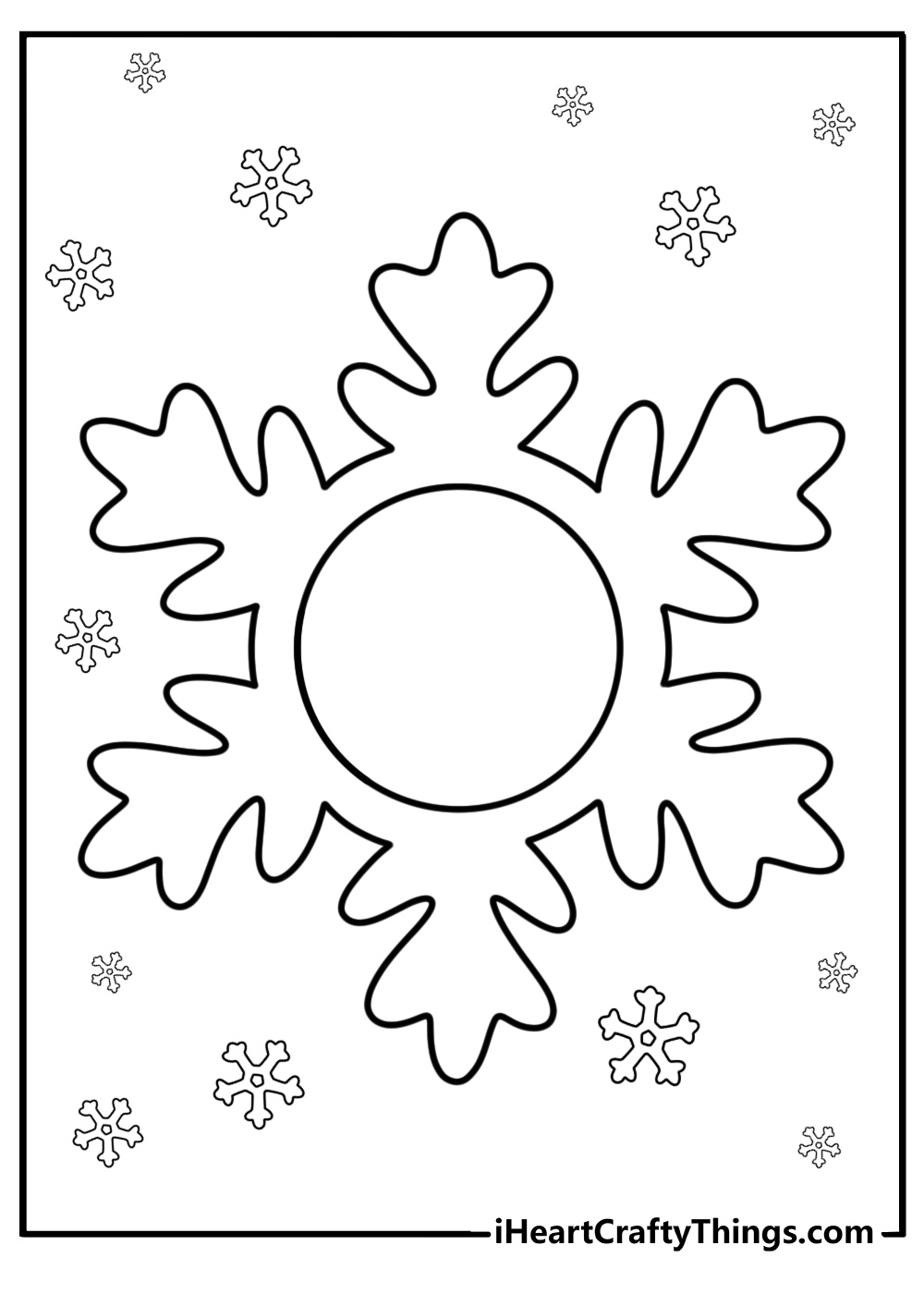 Snowflake in a circle design detailed coloring sheet