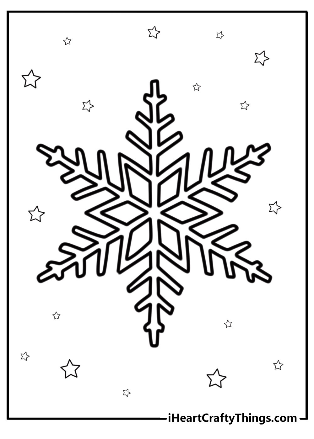 Snowflake with six points coloring page for kids