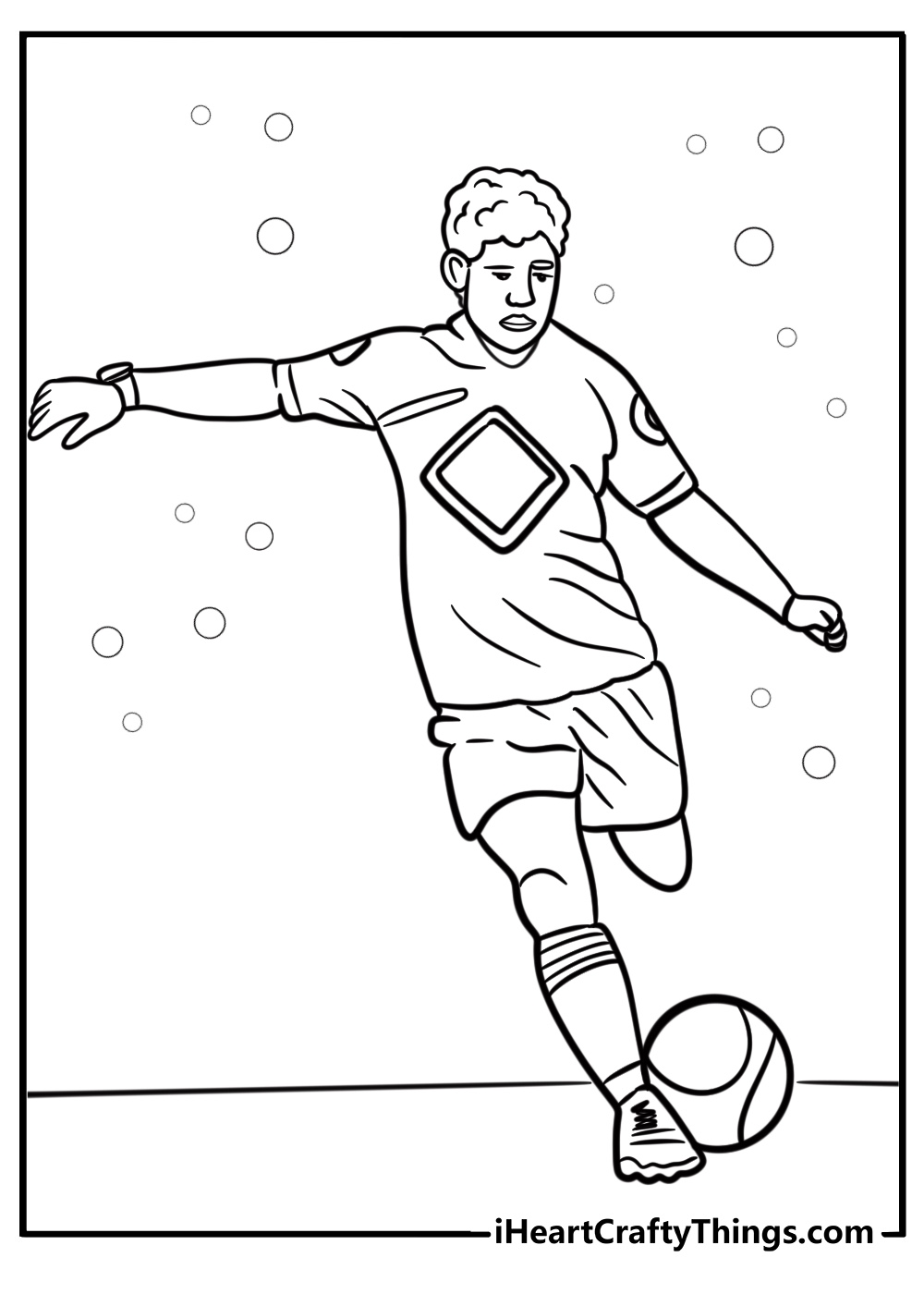 Soccer player kicking a goal in the olympics fun coloring sheet