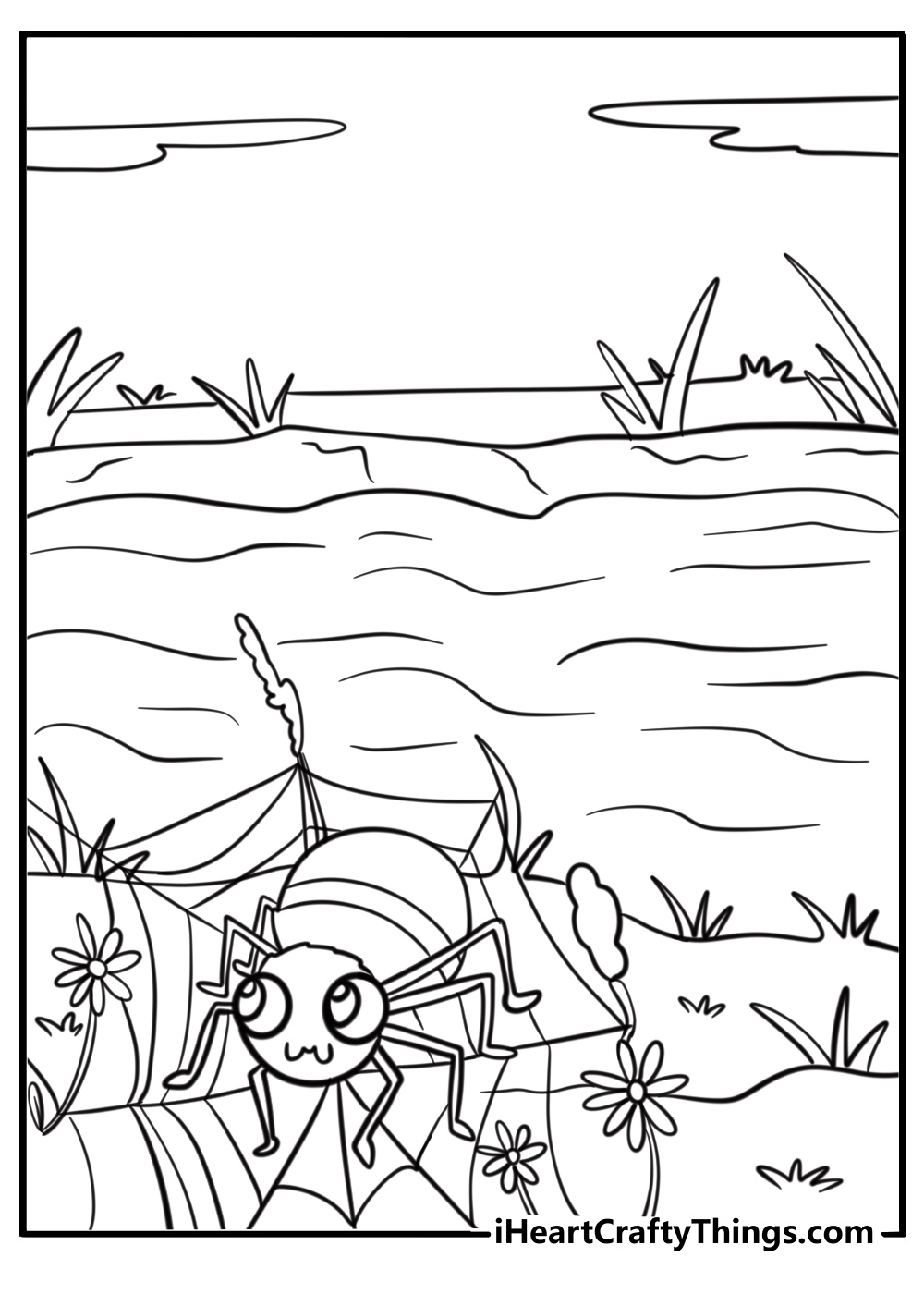 Sider crawling near a pond free coloring page pdf