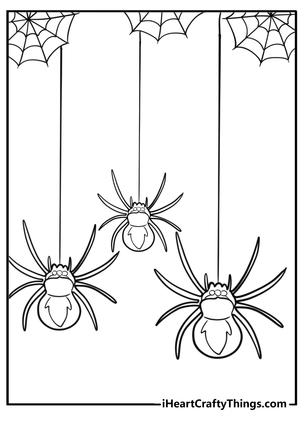 Spider hanging from a silk thread fun coloring sheet