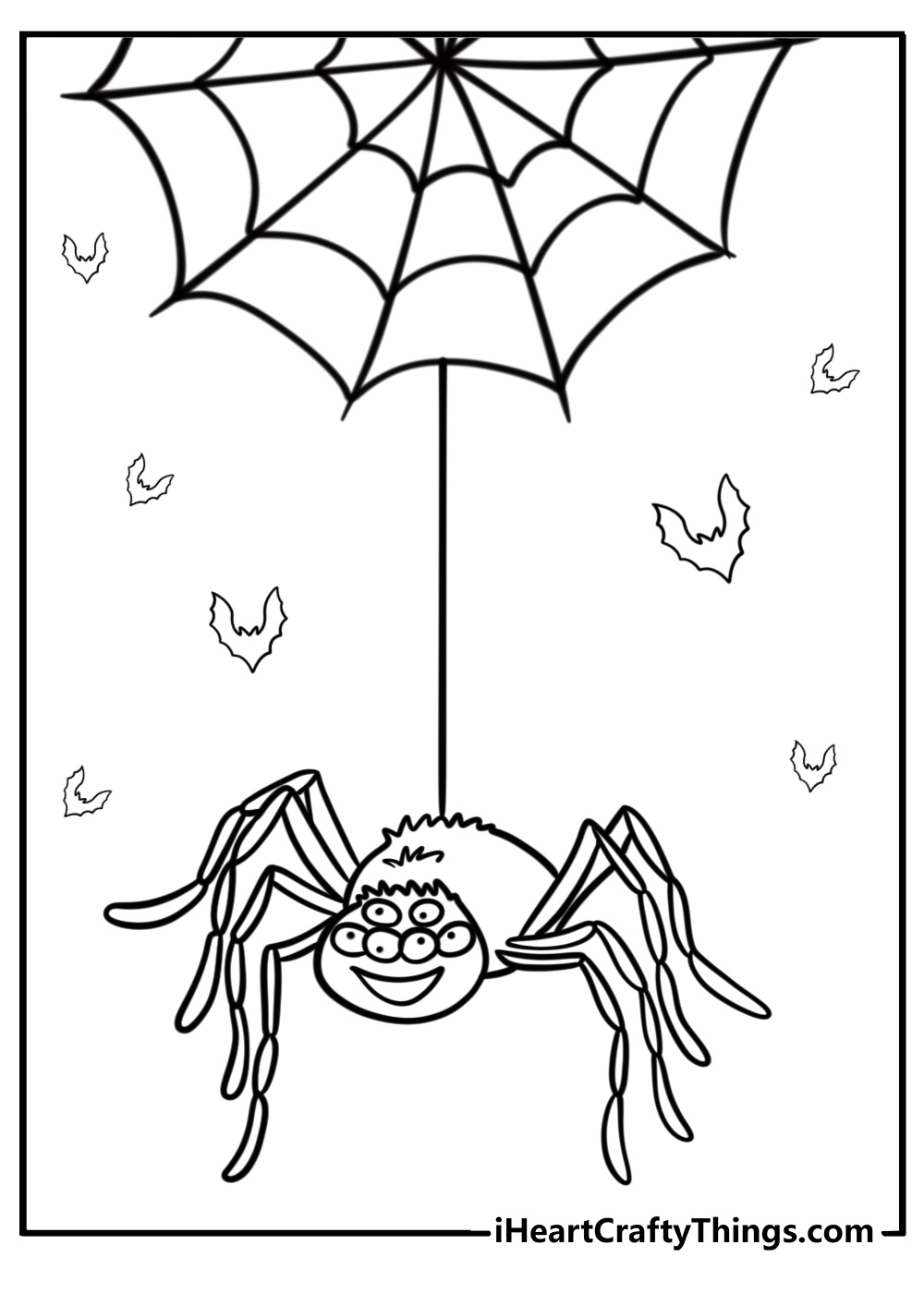 Spider hanging from a web free coloring page pdf