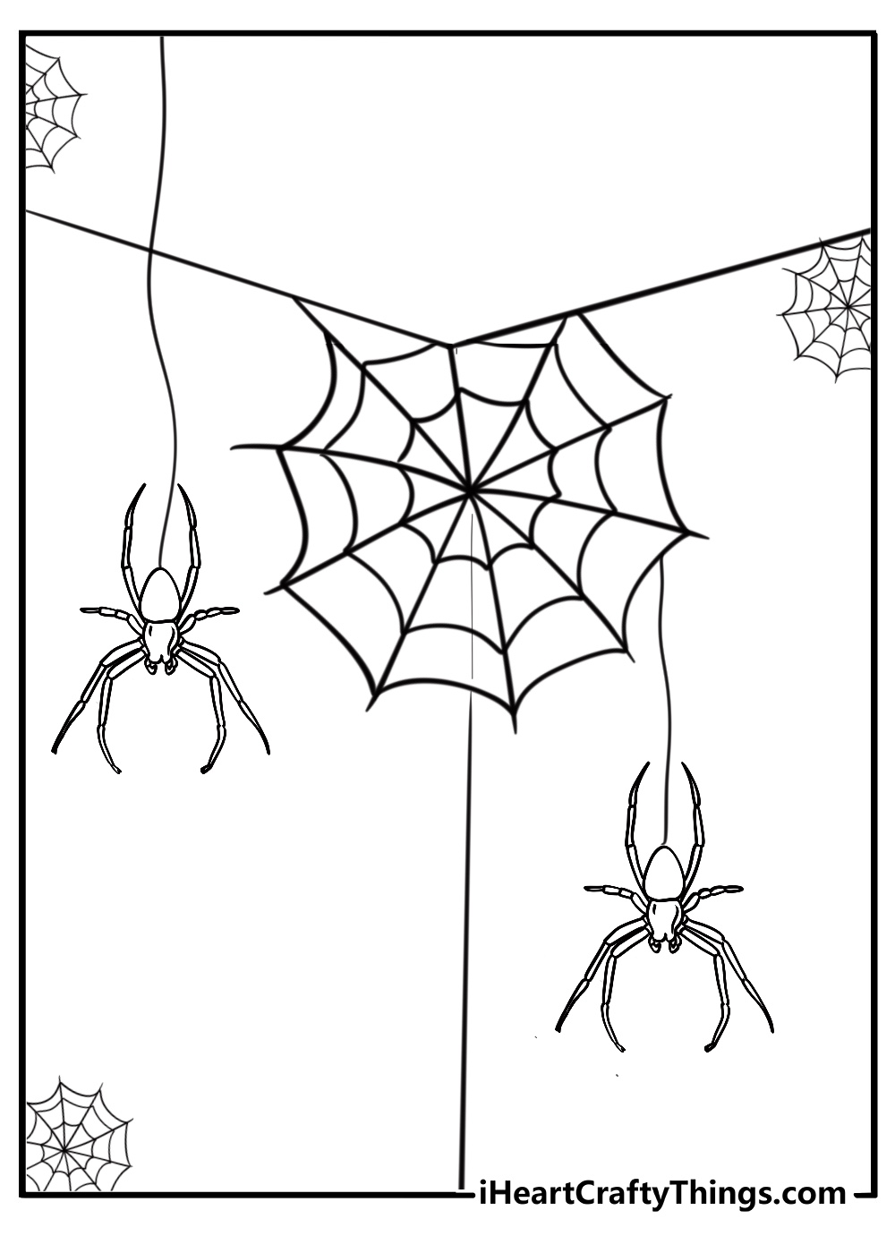 Spider in a corner of the room printable coloring page