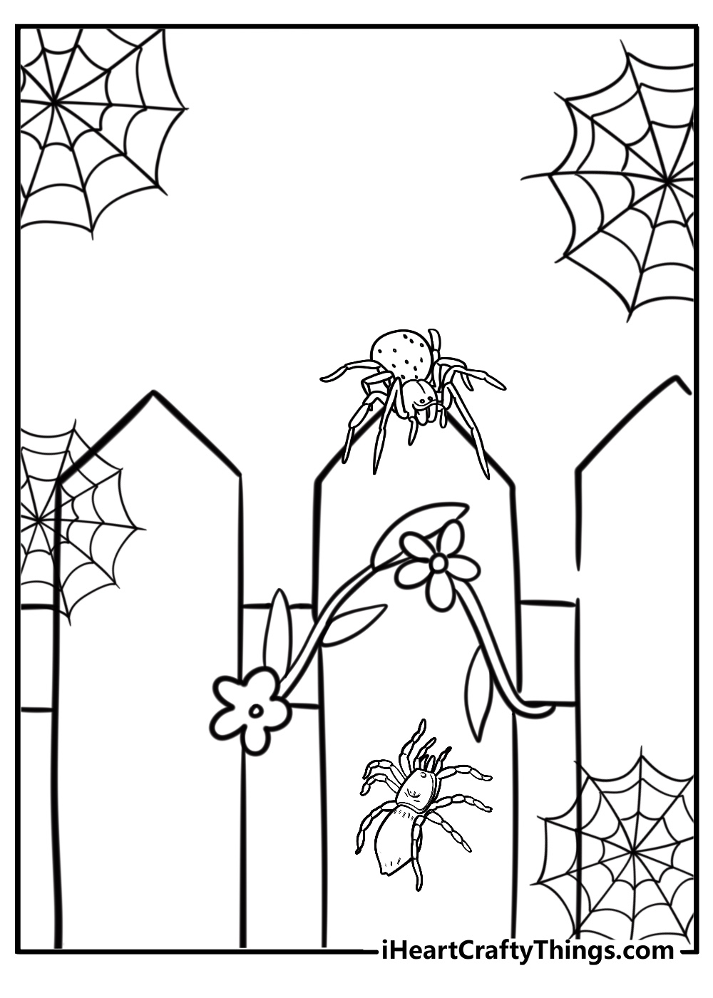 Spider on a fence coloring page