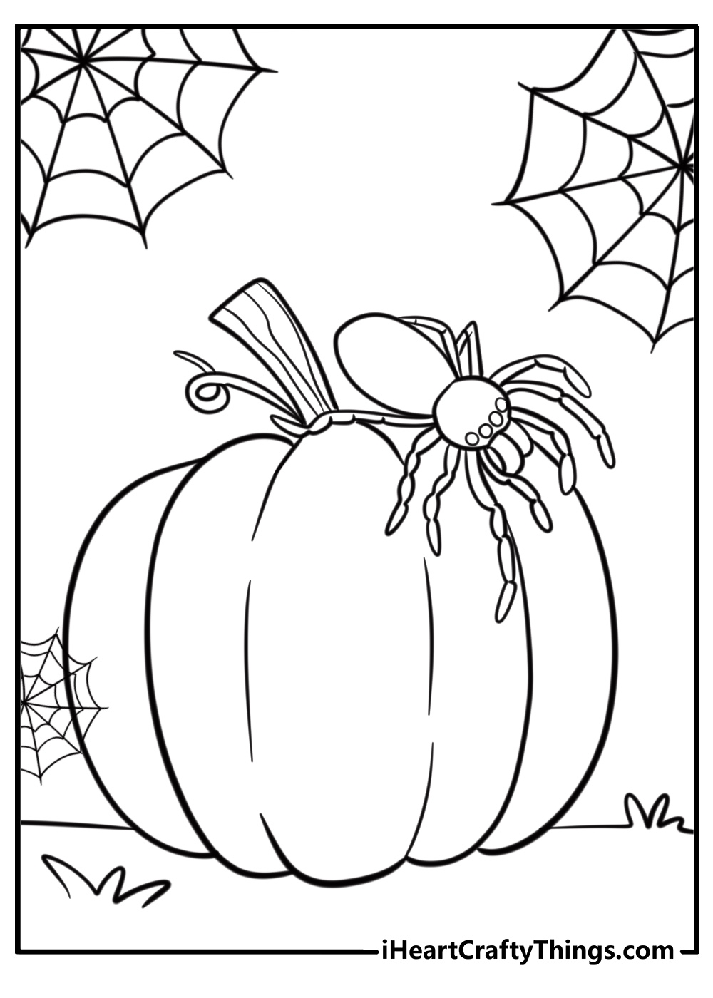 Spider on a pumpkin fun coloring sheet for halloween